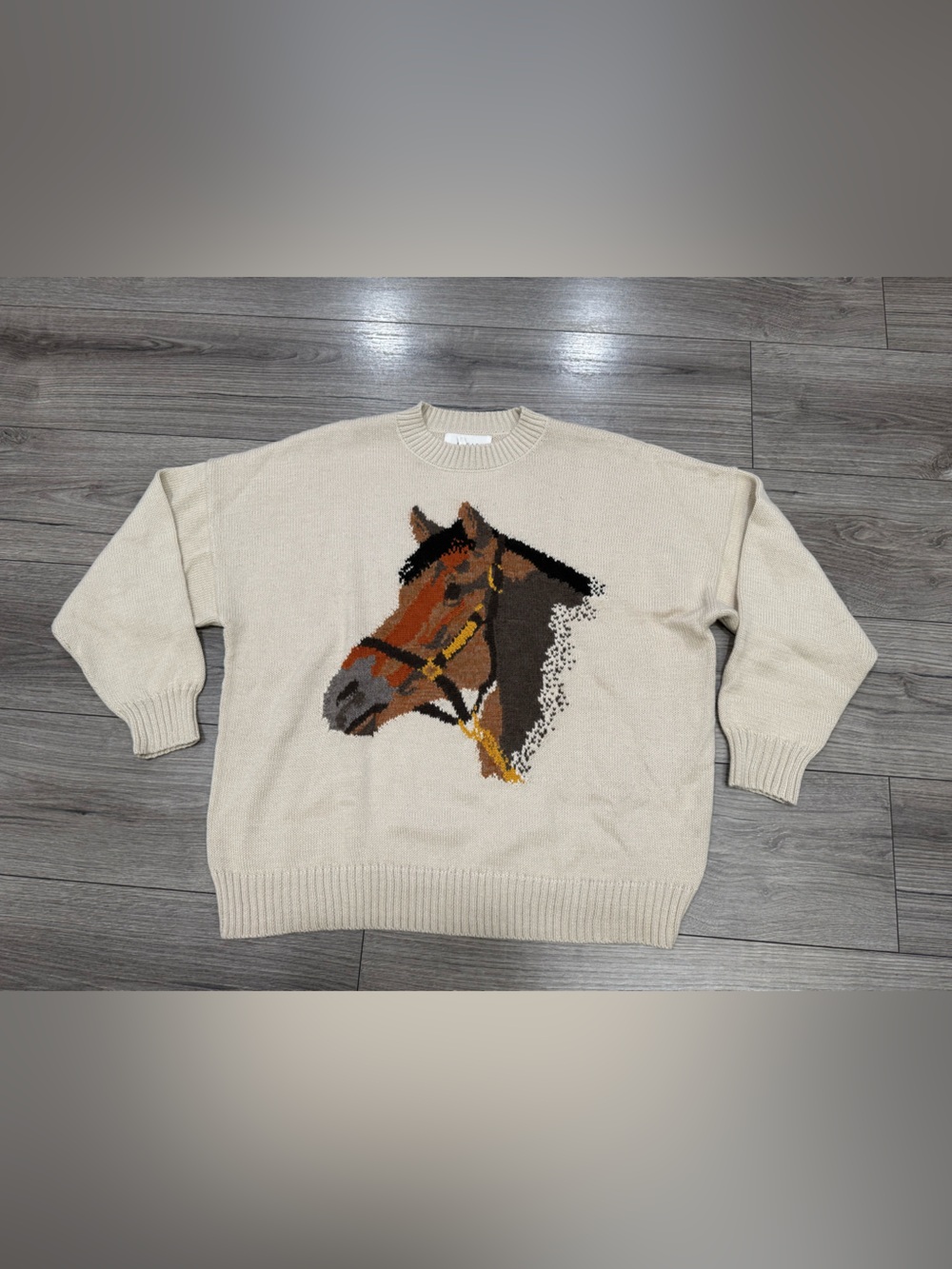 NWOT The Great. Stable Pullover in Natural Alpaca Blend Horse Head Sweater Sz 3 - Picture 5 of 10